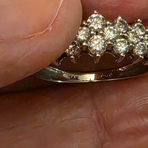 1 ct total Diamond Cluster 14K White Gold size 7 - Picture 3 of 5